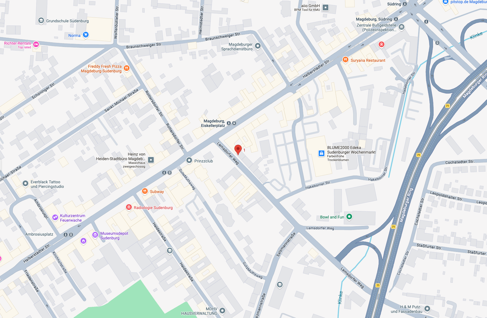 Google Map Bild Adresse GEP Gebäude Energie Plus GmbH Google Map Bild Adresse GEP Gebäude Energie Plus GmbH, Lemsdorfer Weg 1, 39112 Magdeburg